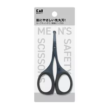 Безопасные ножницы KAI из смолы, титановые, черные, для волос в носу KQ1838 (с кольцом) чёрный