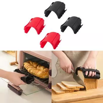 Безопасные силиконовые перчатки для хлеба, силиконовые прихватки, простые в использовании термостойкие зажимы, силиконовый материал для барбекю, гриля, готовки чёрный