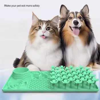 Безопасный для посудомоечной машины нюхательный коврик для собак и кошек, дизайн 5 в 1, коврик-дозатор для корма зелёный