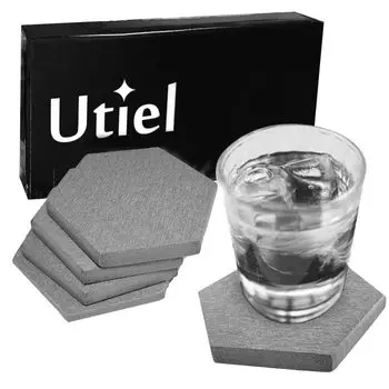 Безопасный набор подставок из диатомита для кухни, мыльница, темный, проверенный на асбест, 4 шт., впитывающий воду, быстросохнущий, стильный, (шестиугольный, серый)