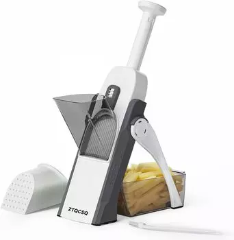 Безопасный слайсер ZTQCSQ, соломорезка, регулируемая овощерезка-мандолина, удобна для приготовления и приема пищи. Она способна и эта кухонная овощерезка серый