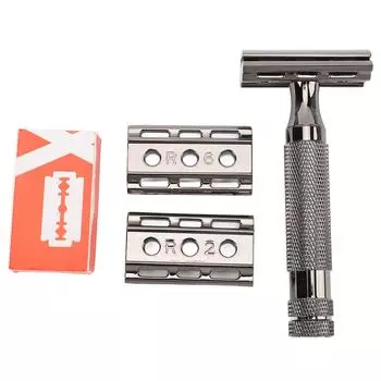 Безопасный триммер с двойным лезвием, удобная ручка, ручной безопасный триммер для бороды, профессиональный, из нержавеющей стали