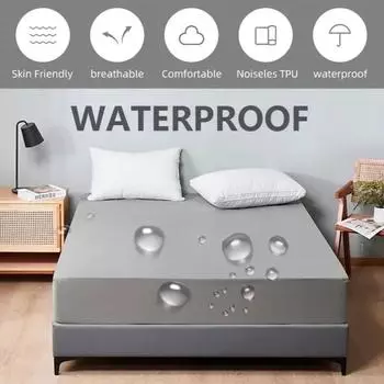 Безопасный водонепроницаемый чехол для матраса, мягкий удобный дышащий однотонный наматрасник для постельного белья, можно стирать в машине 80x200x30cm чёрный