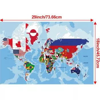 Безрамная карта мира, культурное настенное искусство, подарок, исследование, настенное украшение, для использования в помещении и на открытом воздухе, образовательный декор, туристические инструменты 18*29inch/45.72*73.66cm
