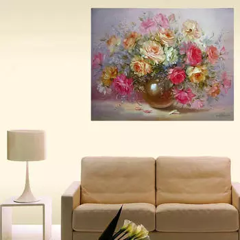 Безрамная картина маслом с цветами, картина на стене, краска по номерам 40x50cm