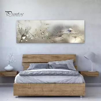 Безрамная картина с одуванчиком, теплая атмосфера, холст, стильный внешний вид, картина для гостиной 50 cm синий