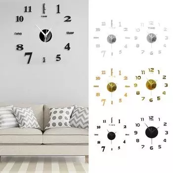 Безрамные 3D настенные часы, современное акриловое зеркало с номером, не тикающее, бесшумное, для гостиной, спальни, для дома, цифровые аналоговые часы, украшение для дома, подарок на день рождения B чёрный