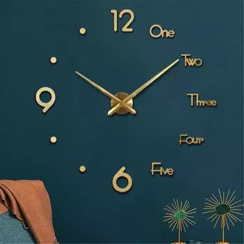 Безрамные DIY настенные немые часы 3D зеркальная поверхность стикер домашний офисный декор чёрный