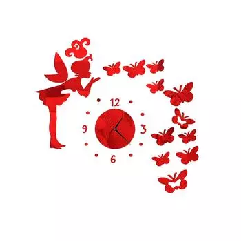 Безрамные DIY настенные немые часы 3D зеркальная поверхность стикер домашний офисный декор One Size красный