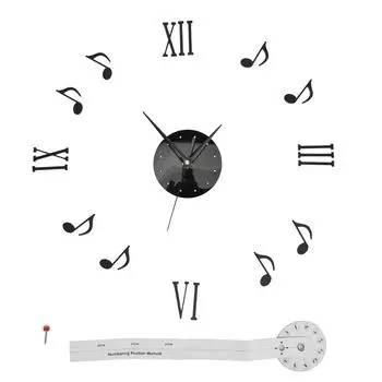 Безрамные настенные часы Примечание Модные 3D-эффект самоклеящиеся водонепроницаемые DIY Простые настенные часы для