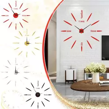 Безрамные настенные часы «сделай сам», акриловое зеркало, настенные часы, декоративная наклейка, цифровые часы, домашний комплект часов «сделай сам», 40 см One Size чёрный