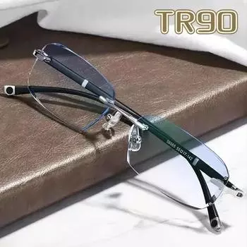 Безрамные очки с алмазной резкой для пресбиопии, анти-синий свет, очки для чтения против усталости 1.5