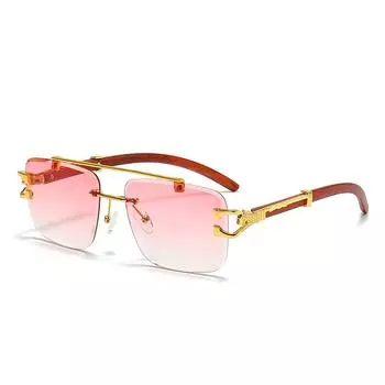 Безрамные солнцезащитные очки с леопардовой головкой, мужские очки с морскими линзами, солнцезащитные очки в квадратной оправе с двойным мостом, антифиолетовые лучи