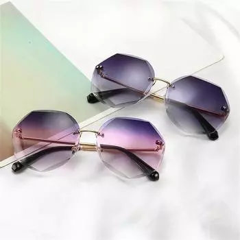 Безрамные солнцезащитные очки с обрезанием краев, женские винтажные солнцезащитные очки без оправы с градиентом V4, уличные солнцезащитные очки, новинка