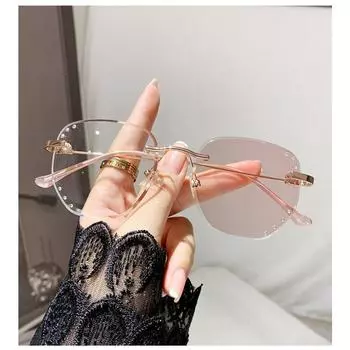 Безрамные светочувствительные, меняющие цвет, антисиние очки. Роскошные очки с бриллиантовой отделкой. Очки для близорукости с улучшенной чувствительностью. Женские серые чайные очки. -50