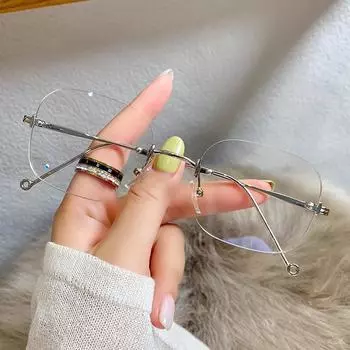Безрамные женские очки с защитой от синего света Xiaohongshu в одном стиле, модные плоские модные очки в ретро-оправе, очки для близорукости Anti blue light