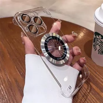 Безрамный HD прозрачное покрытие жесткий поликарбонат магнитный чехол для Magsafe для iPhone 14 13 15 Pro Plus Max беспроводная зарядка логотип отверстие крышка For iPhone 14 Promax