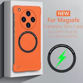 Безрамный магнитный чехол для Magsafe Slim для OPPO Find X8 Pro FindX8 Pro 5G Wireless Charging Hard Back Cover For OPPO Find X8 чистый