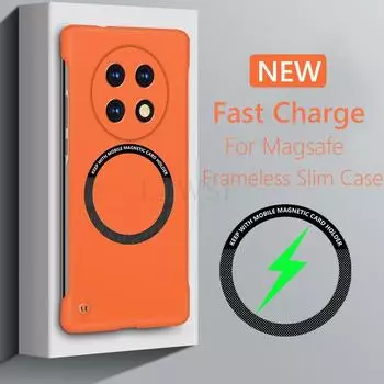 Безрамный магнитный чехол Magsafe Slim для Realme 13 Pro Plus Realme13 Pro+Plus 5G Wireless Charging Hard Back Cover Realme 13 Pro бежевый