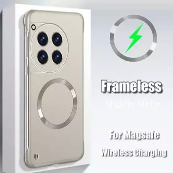 Безрамный матовый чехол для OnePlus Ace3V 2V для Magsafe Magsafeing Magnetic Portection Cover для Oneplus Ace3 Ace2 Pro Wireless Charging Borderless Cover For OnePlus Ace3V чёрный