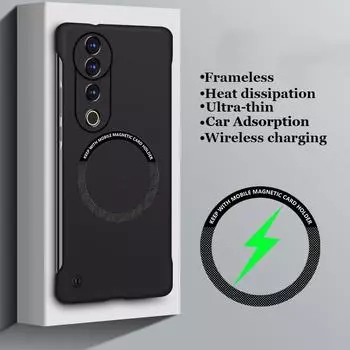 Безрамный матовый магнитный чехол для ПК для vivo S19 S18 S18e S17 S17t S17e S16e S16 S15e S15 S12 Pro, адсорбционный противоударный чехол для автомобиля S12 чёрный