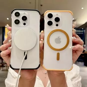 Безрамный матовый тонкий чехол Magsafe Magnetic для iPhone 16 Plus 15 14 Pro 13 12 Pro Max Candy Color Shockproof Clear Tpu Hybird Pc Armor Cover iPhone 16 бронзовый