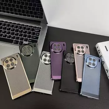 Безрамный сетчатый чехол для ПК с рассеиванием тепла и пленкой для объектива для vivo S18 S17 S17t S16 Pro, противоударный защитный чехол для задней крышки S16/S16 Pro чёрный