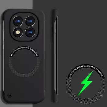 Безрамный тонкий магнитный чехол для телефона Xiaomi Poco F6 Pro X6 Redmi K70E Note 14 Pro 13 однотонный беспроводной зарядный противоударный чехол для MagSafe Xiaomi Poco X6 чёрный