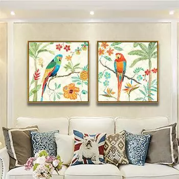 Безрамный триптих, современный пейзаж, птицы на дереве, настенная живопись на холсте, украшение для дома, плакат с изображением Куадрос 20x20cm No Frame