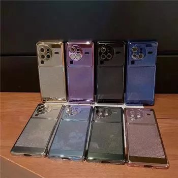 Безрамный защитный чехол для ПК с сетчатым покрытием и пленкой для объектива для vivo X90 X90s X80 Pro Plus, противоударный защитный чехол для задней панели X80 чёрный