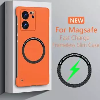 Безрамочный магнитный тонкий чехол для Magsafe для Xiaomi 13T Pro Xiaomi13TPro Xiaomi13T 5G, жесткая задняя крышка с беспроводной зарядкой For Xiaomi 13T бежевый