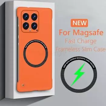 Безрамочный магнитный тонкий чехол для Magsafe для Xiaomi 14 Pro Xiaomi14 Pro 5G, жесткая задняя крышка с беспроводной зарядкой For Xiaomi 14 прозрачный