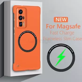 Безрамочный магнитный тонкий чехол для Magsafe для Xiaomi Poco F5 Pro F5 Pro F5Pro 5G, жесткая задняя крышка с беспроводной зарядкой For Poco F5 чистый