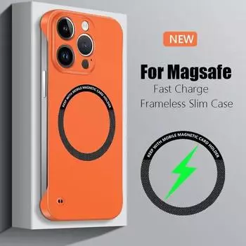 Безрамочный магнитный тонкий чехол Magsafe для iPhone 14 13 12 15 Pro Plus Max X XS Max XR, жесткая задняя крышка с беспроводной зарядкой iPhone 15 Pro Max белый