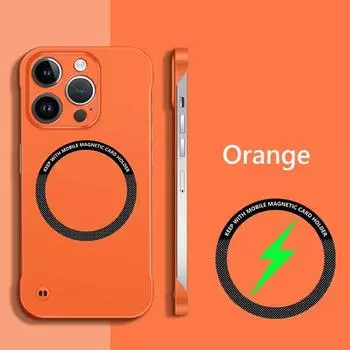 Безрамочный магнитный тонкий чехол Magsafe для iPhone 14 13 12 15 Pro Plus Max X XS Max XR, жесткая задняя крышка с беспроводной зарядкой For iPhone12 Pro Max