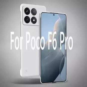 Безрамочный тонкий матовый жесткий чехол из ПК для Xiaomi Poco F6 Pro F 6 5G PocoF6 Pro ярких цветов, матовый противоударный бампер без полей For Poco F6 чёрный
