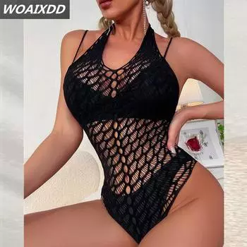 Безрукавный сетчатый комбинезон большого размера из прозрачного латекса, нижнее белье для женщин, летнее сексуальное белье, горячая порнографическая романтика, клубная одежда XXS