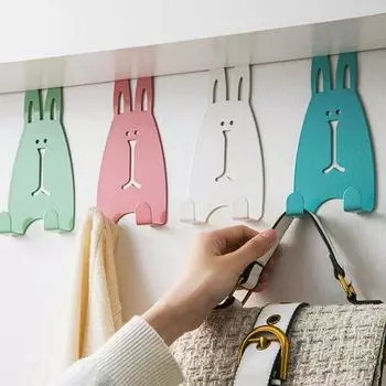 Безударный прочный несущий шкаф для одежды, вешалка для одежды с изображением кролика, крючок для двери, хозяйственные принадлежности синий