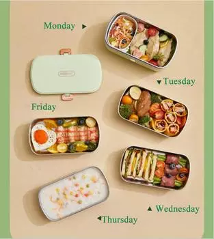 Безводное отопление Bento Box из нержавеющей стали, портативные электрические ланч-боксы, офисные термобоксы для обедов белый