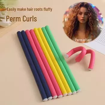 Безвредные щипцы для завивки волос с губкой : Салон-Специальный термостойкий универсальный стержень с резиной и перламутровым хлопком 1.2*24 Universal Rod (pack of 10) жёлтый