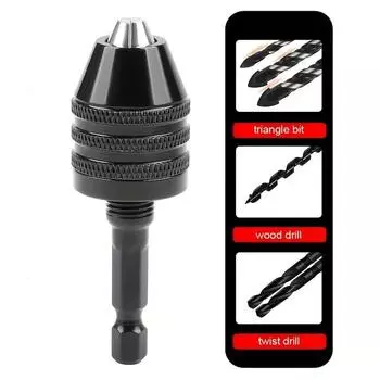 Беззубый патрон для дрели 0,3-8 мм, самозатягивающиеся электрические сверла, цанговый зажим, инструменты, шестигранный хвостовик 1/4 , быстросменный конвертер чёрный
