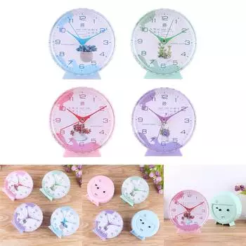 Беззвучный будильник, круглый, прикроватный, будильник, студенческие настольные часы, бесшумный будильник для офиса, спальни, домашнего декора синий