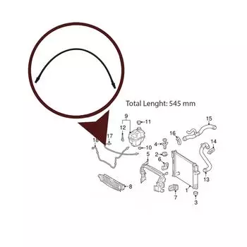 BHC634 Дыхательная трубка бака для восстановления охлаждающей жидкости двигателя 2115010625 для Mercedes E320 E350 E280 Длина: 545 мм