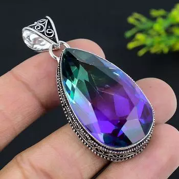 Bi-Color Tourmaline Gemstone 925 Sterling Silver Jewelry Pendant 2.29 P2M33