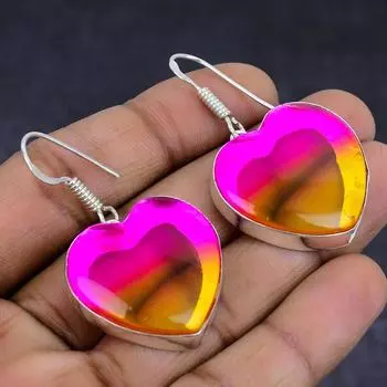 Bi-Color Tourmaline Gemstone 925 Sterling Silver gift Jewelry Earring 1.85 l4q52