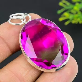Bi-Color Tourmaline Gemstone 925 Sterling Silver Jewelry Pendant 1.89 D6U68