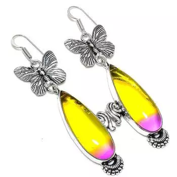 Bi-Color Tourmaline Gemstone 925 Sterling Silver Jewelry Gift Earring 3.03 V0u39