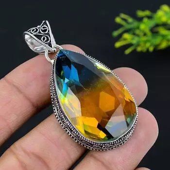 Bi-Color Tourmaline Gemstone 925 Sterling Silver Jewelry Pendant 2.21 U1m86