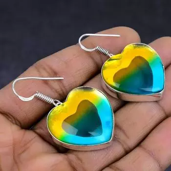 Bi-Color Tourmaline Gemstone 925 Sterling Silver gift Jewelry Earring 1.81 P7p38