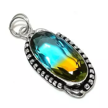 Bi-Color Tourmaline Gemstone 925 Sterling Silver Jewelry Pendant 2.25 s4b32